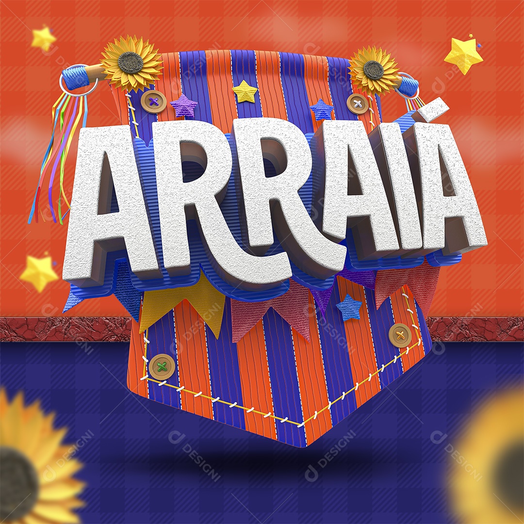 Arraiá Selo 3D para Composição PSD