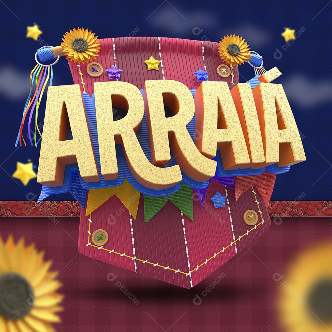 Arraiá Selo 3D para Composição PSD