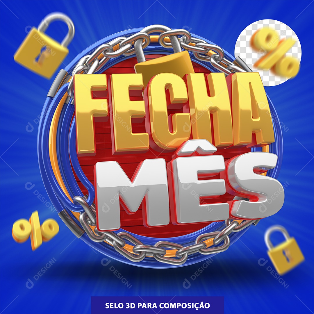 Fecha Mês Selo 3D para Composição PSD