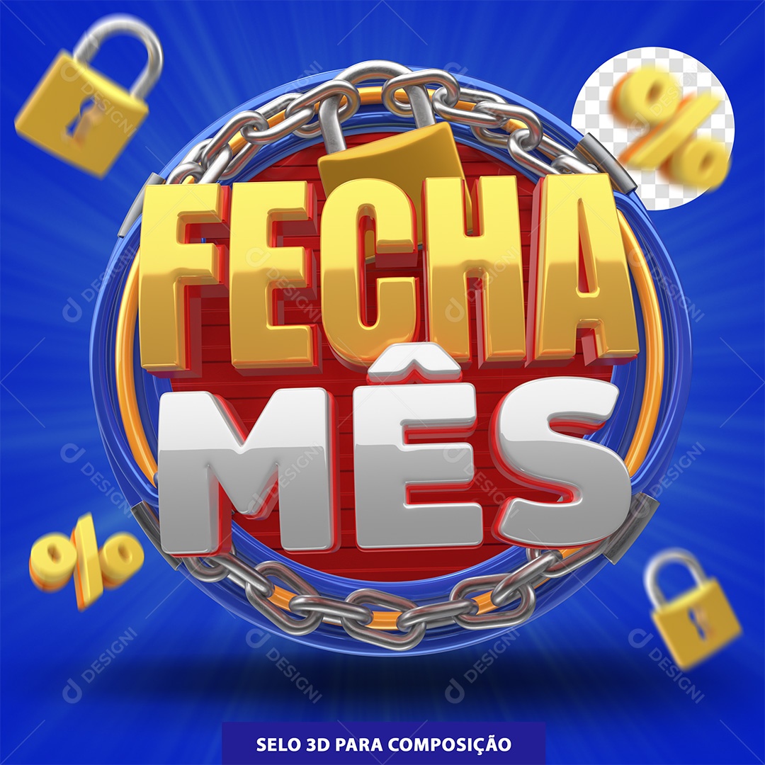 Fecha Mês Selo 3D para Composição PSD