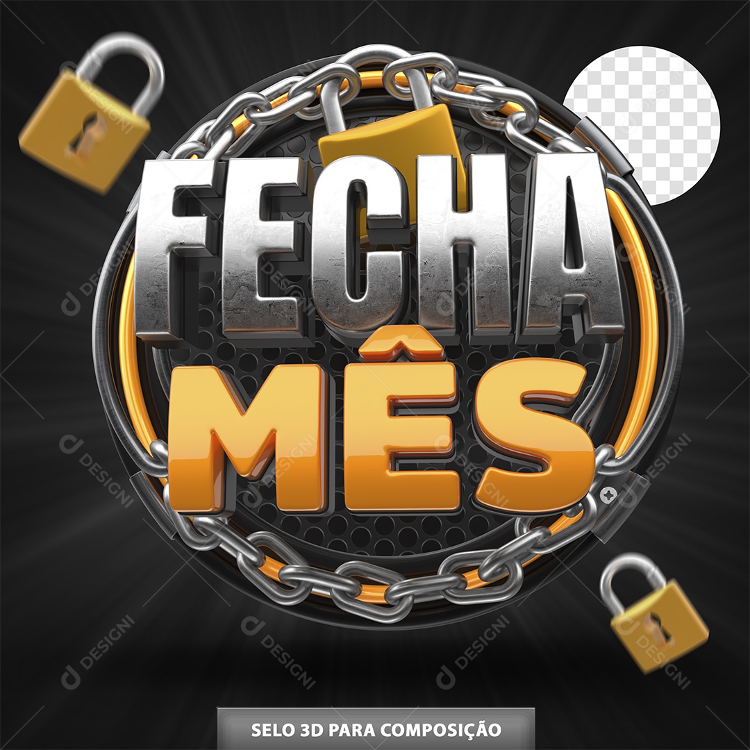 Fecha Mês Selo 3D para Composição PSD