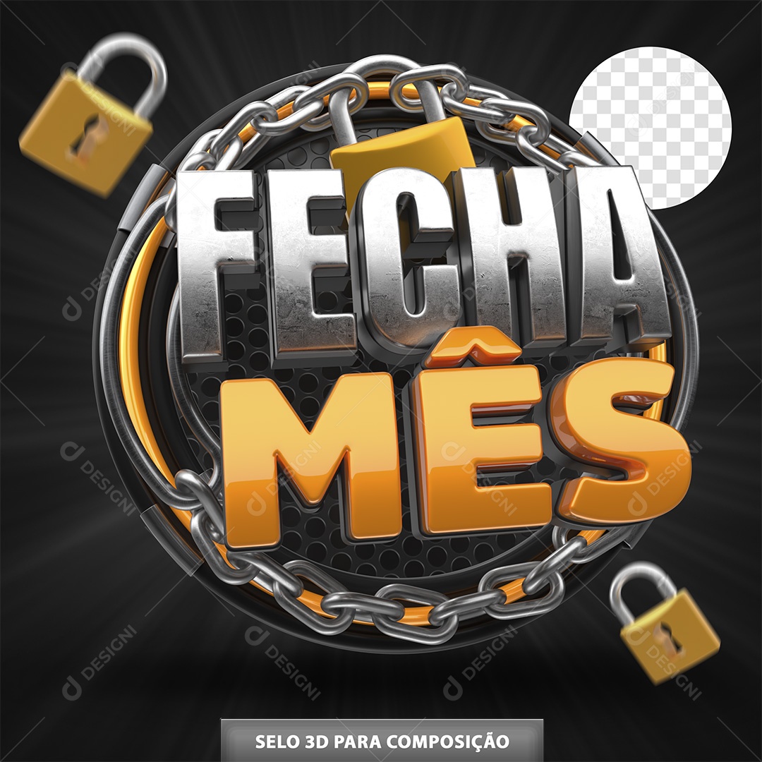 Fecha Mês Selo 3D para Composição PSD