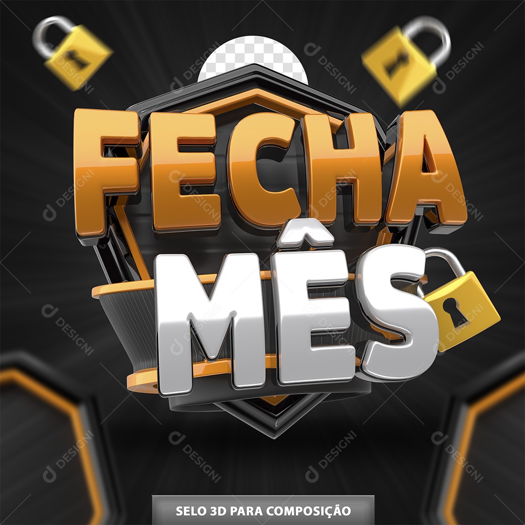 Fecha Mês Selo 3D para Composição PSD