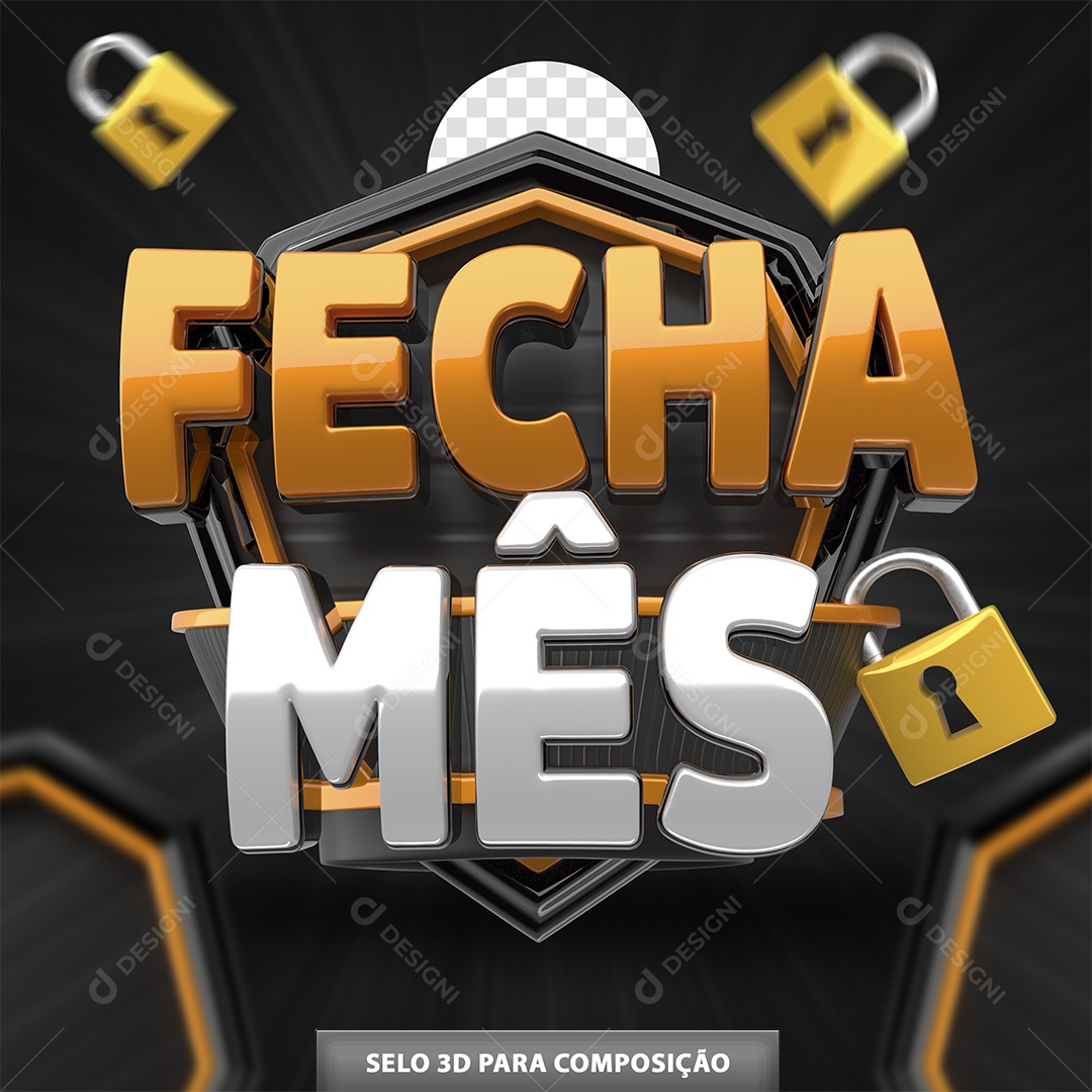 Fecha Mês Selo 3D para Composição PSD