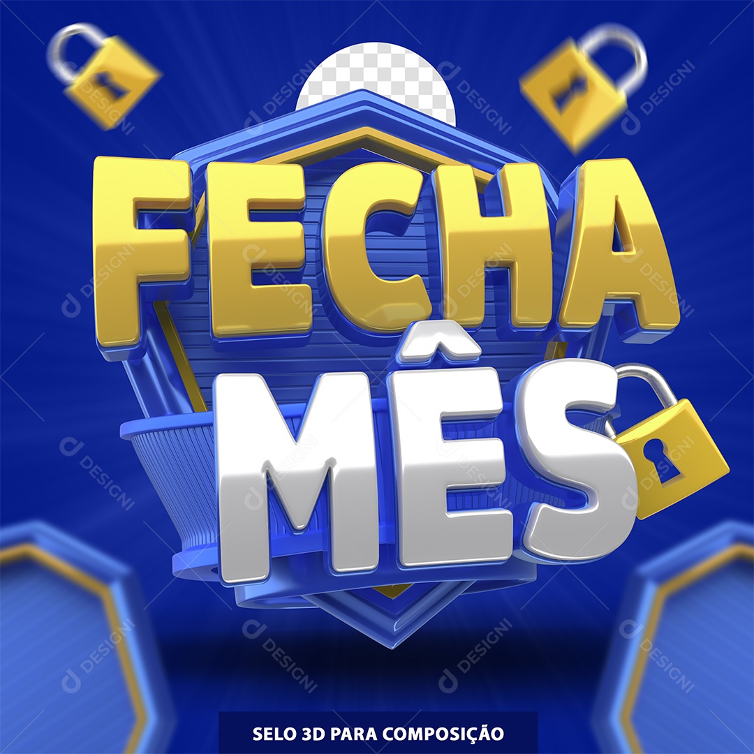 Fecha Mês Selo 3D para Composição PSD