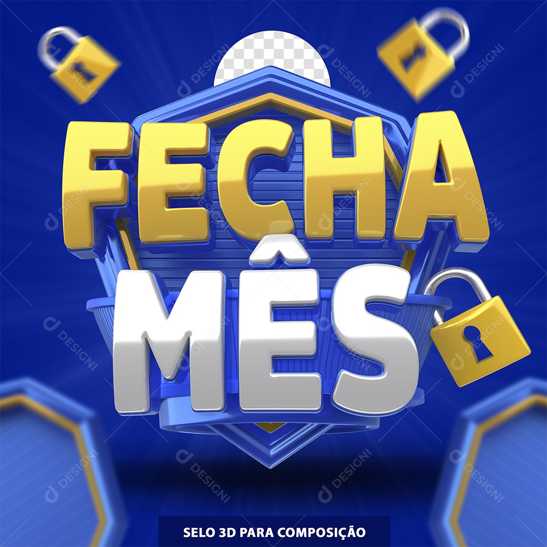 Fecha Mês Selo 3D para Composição PSD
