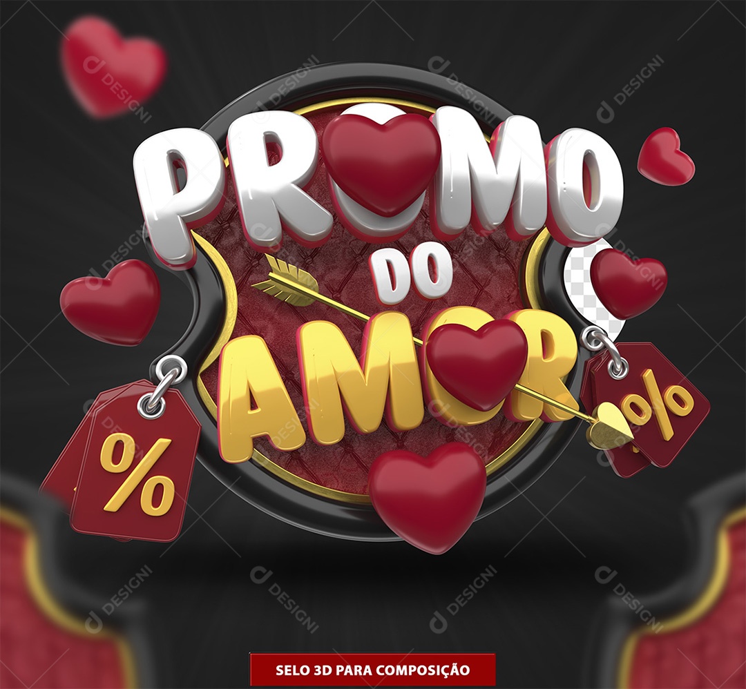 Promo do Amor Selo 3D para Composição PSD