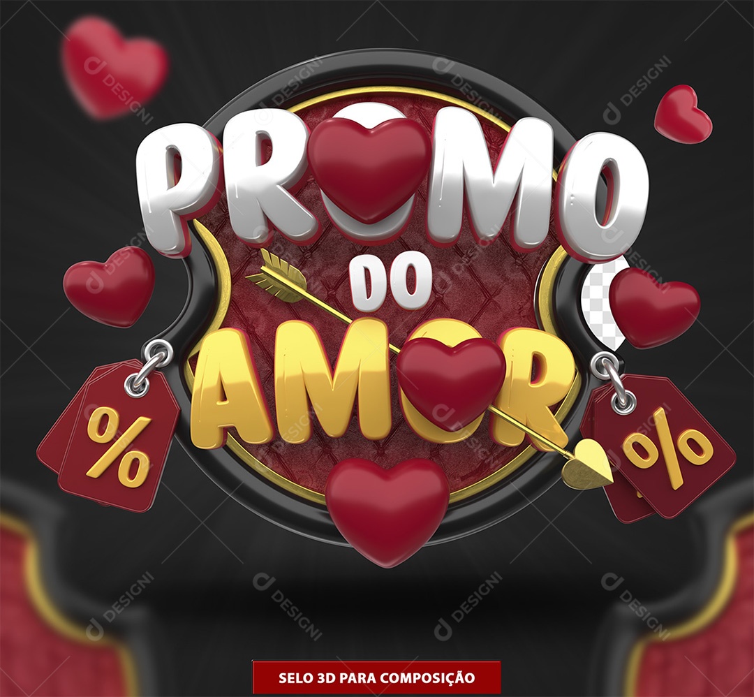 Promo do Amor Selo 3D para Composição PSD