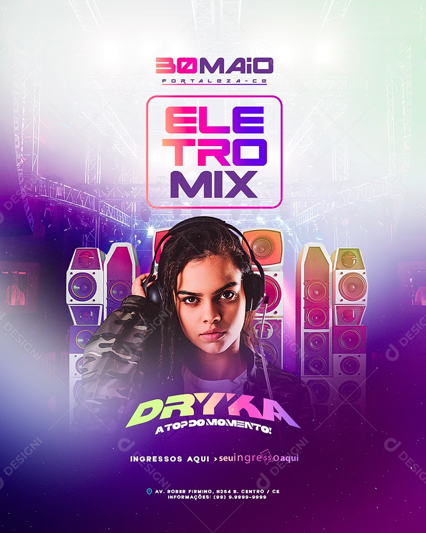Flyer Eletro Mix Dryka Social Media PSD Editável