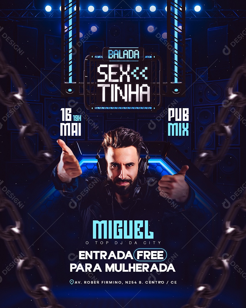 Flyer Sextinha Miguel Social Media PSD Editável