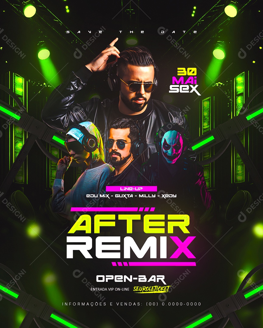 Flyer After Remix Social Media PSD Editável