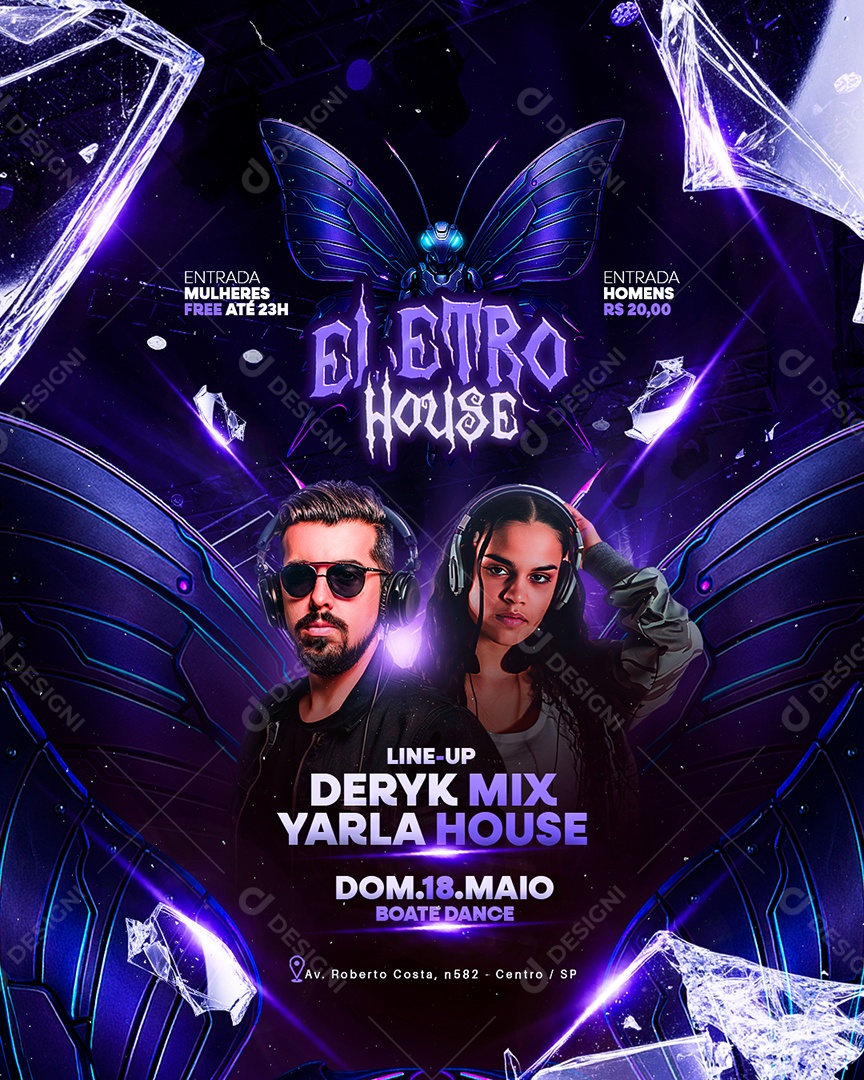 Flyer Eletro House Social Media PSD Editável