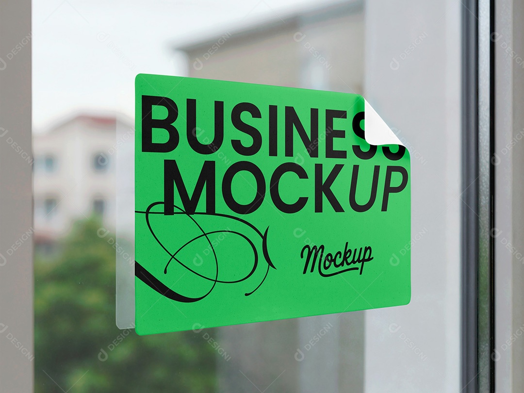 Adesivo na Janela de Vidro Mockup PSD Editável