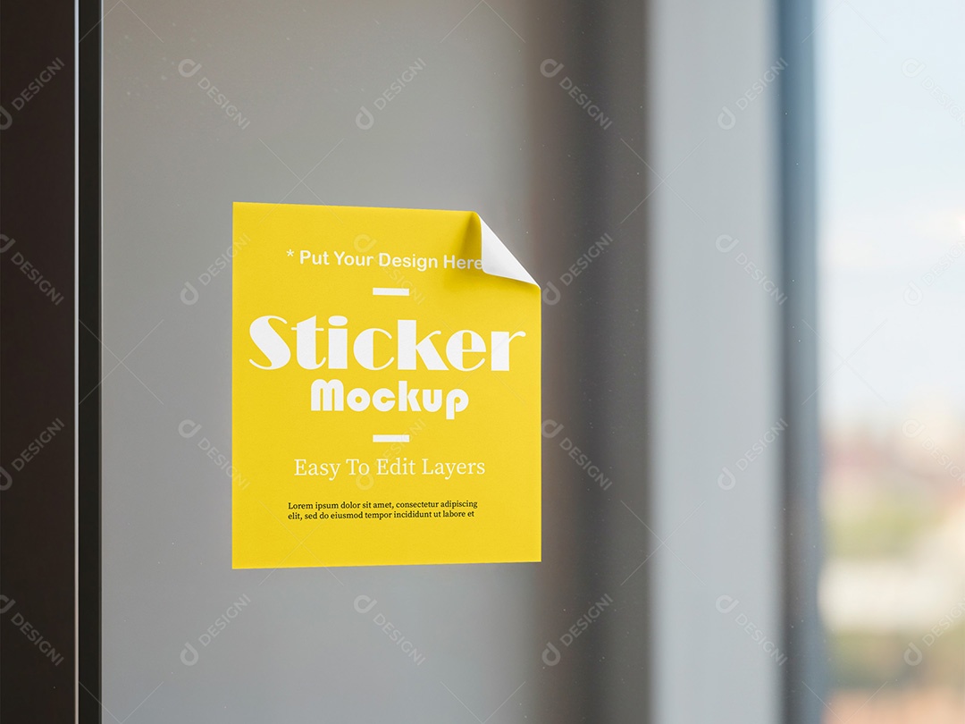 Adesivo na Janela de Vidro Mockup PSD Editável