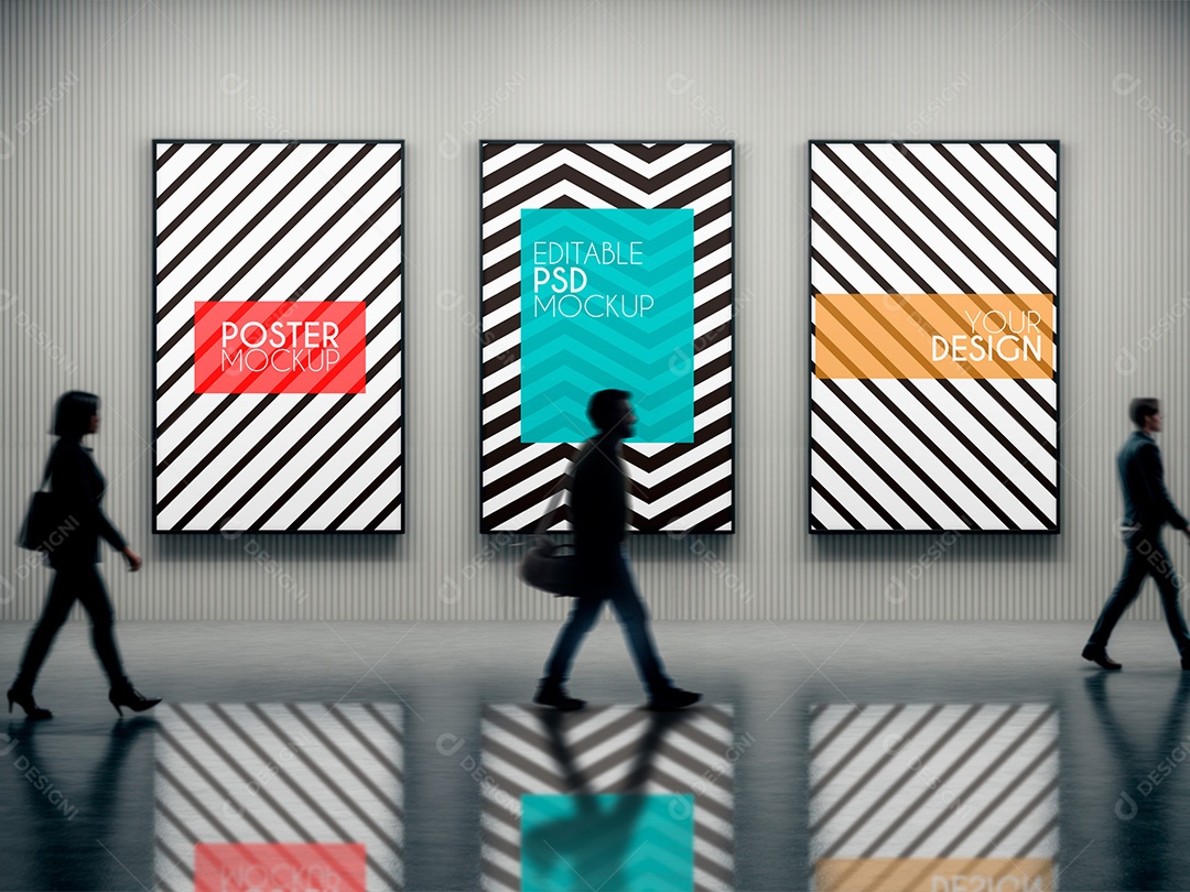 Galeria de Arte Mockup Exposição Sala Parede Quadro Obra de Arte PSD Editável