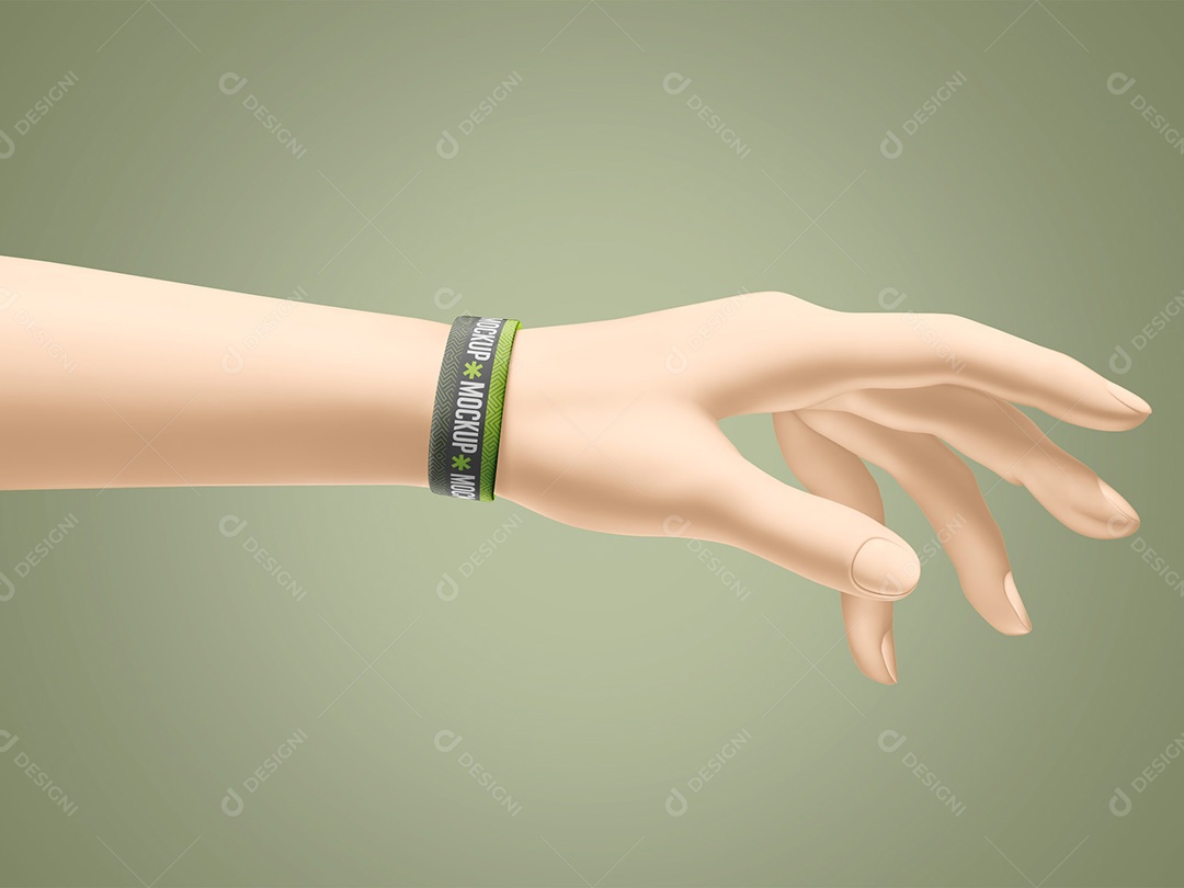 Pulseira na Mão do Manequim Mockup Editável