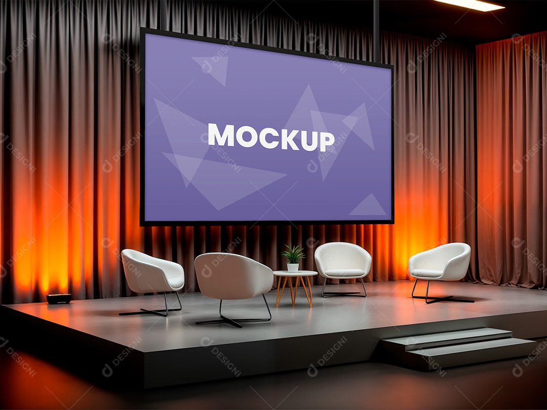 Tela no Palco Mockup PSD Editável