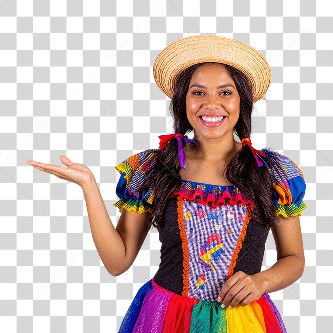 Mulher com Roupa Junina PNG Transparente