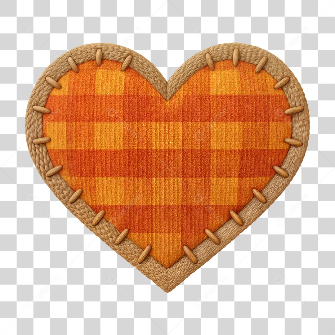 Decoração Coração de Pano PNG Transparente