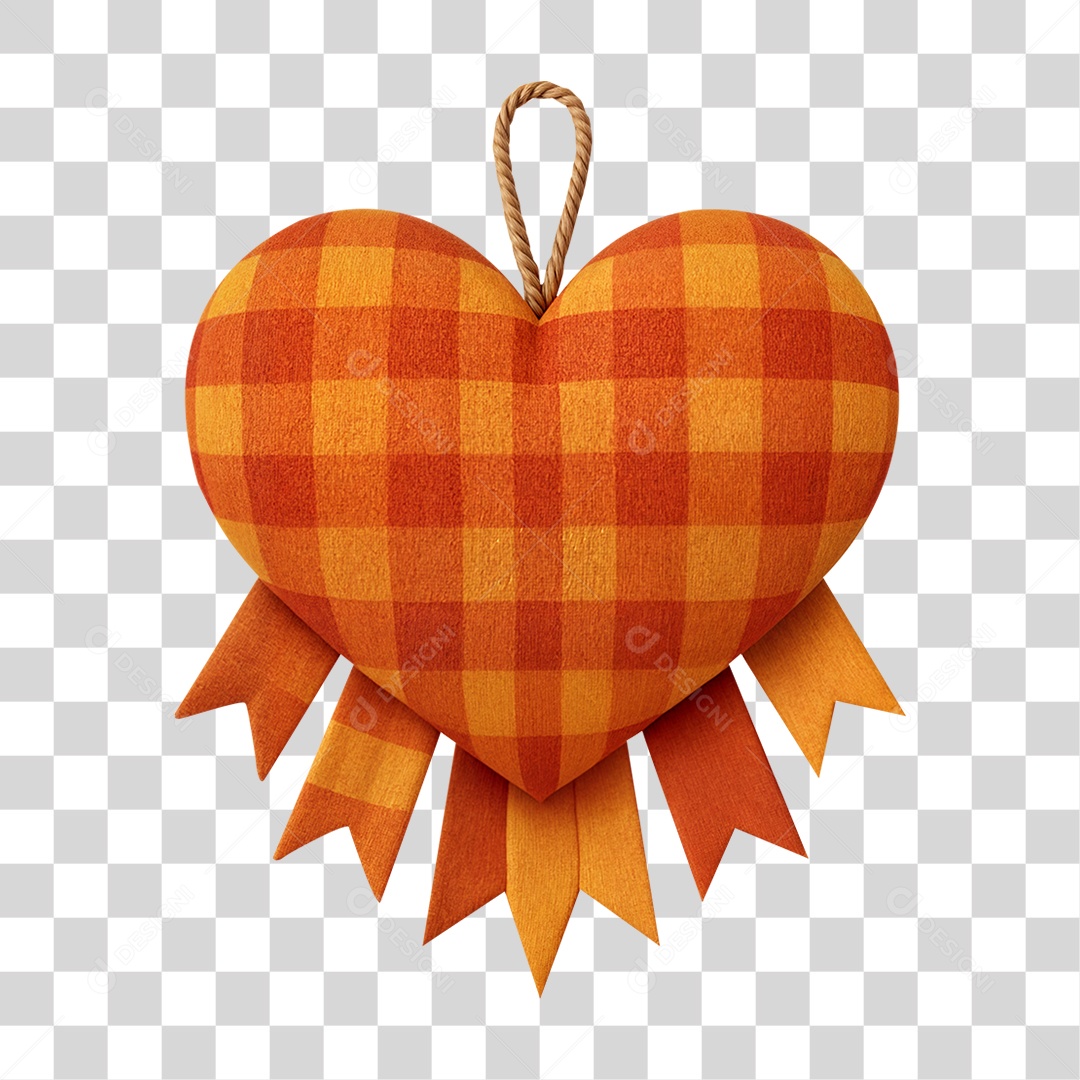 Decoração Coração de Pano PNG Transparente