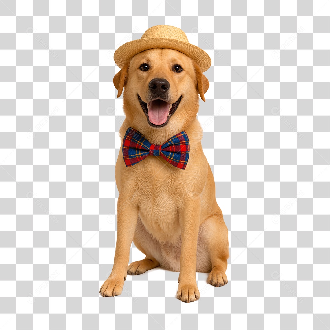 Cachorro com Chapéu e Gravata PNG Transparente
