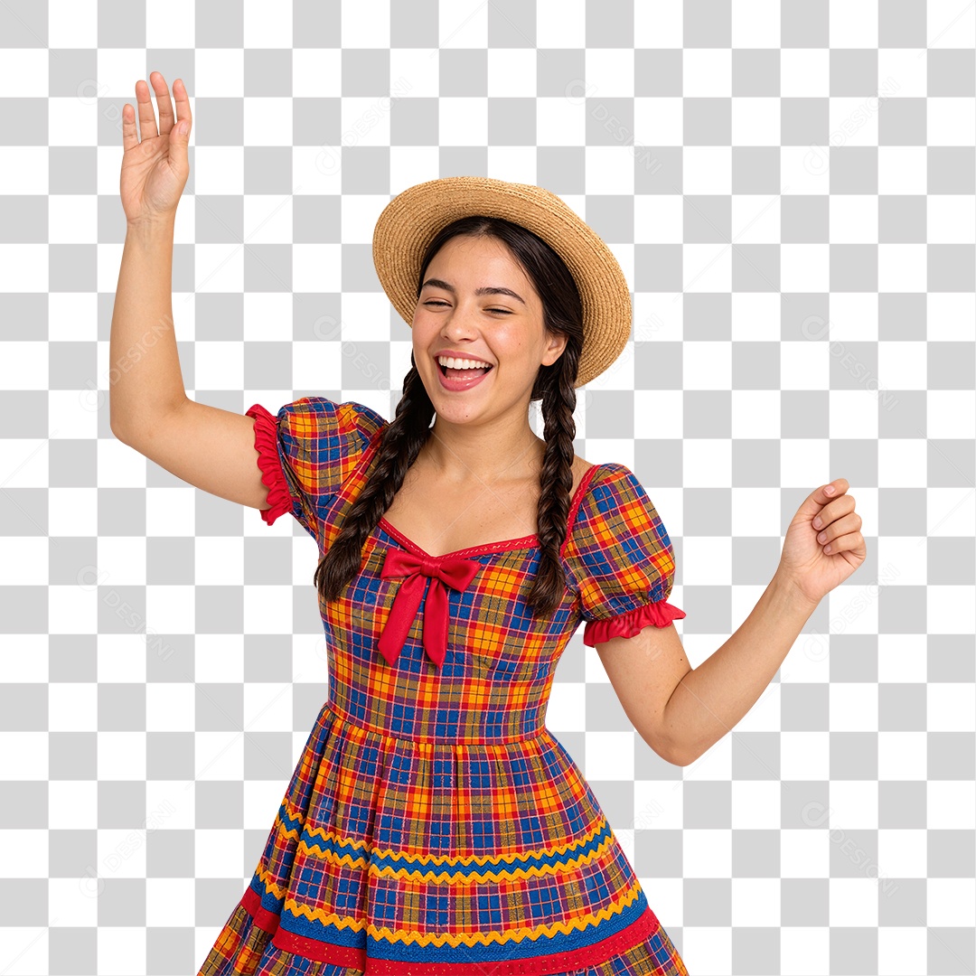 Mulher com Roupa Junina PNG Transparente