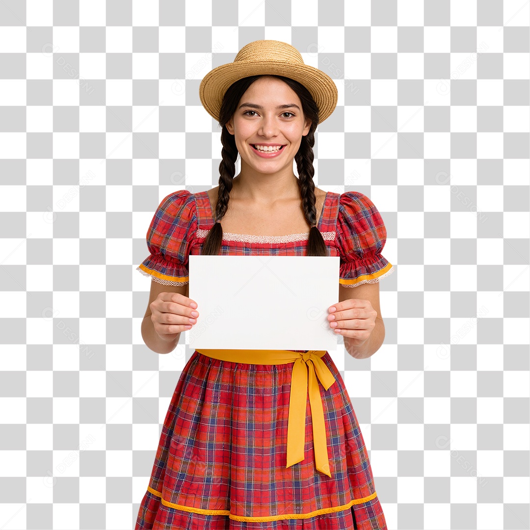 Mulher com Roupa Junina PNG Transparente