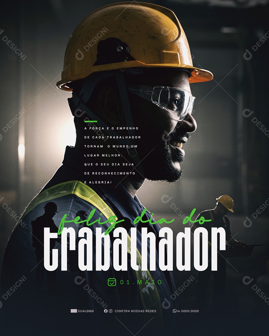 Feliz Dia Do Trabalhador 01 de Maio Obrigado Social Media PSD Editável