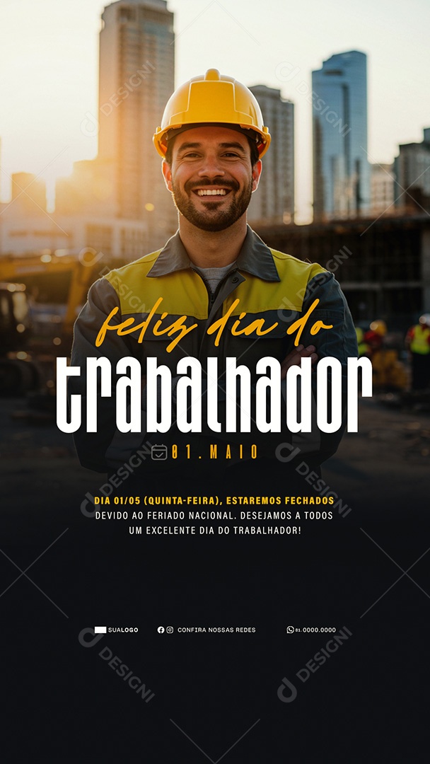 Story Feliz Dia Do Trabalhador 01 de Maio Obrigado Social Media PSD Editável