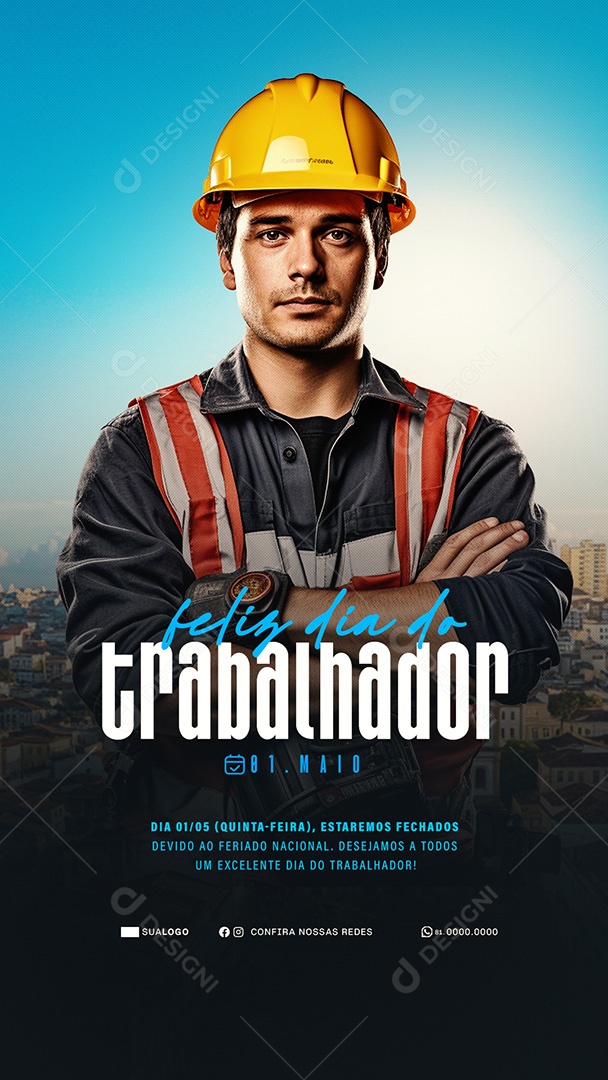 Story Feliz Dia Do Trabalhador 01 de Maio Obrigado Social Media PSD Editável