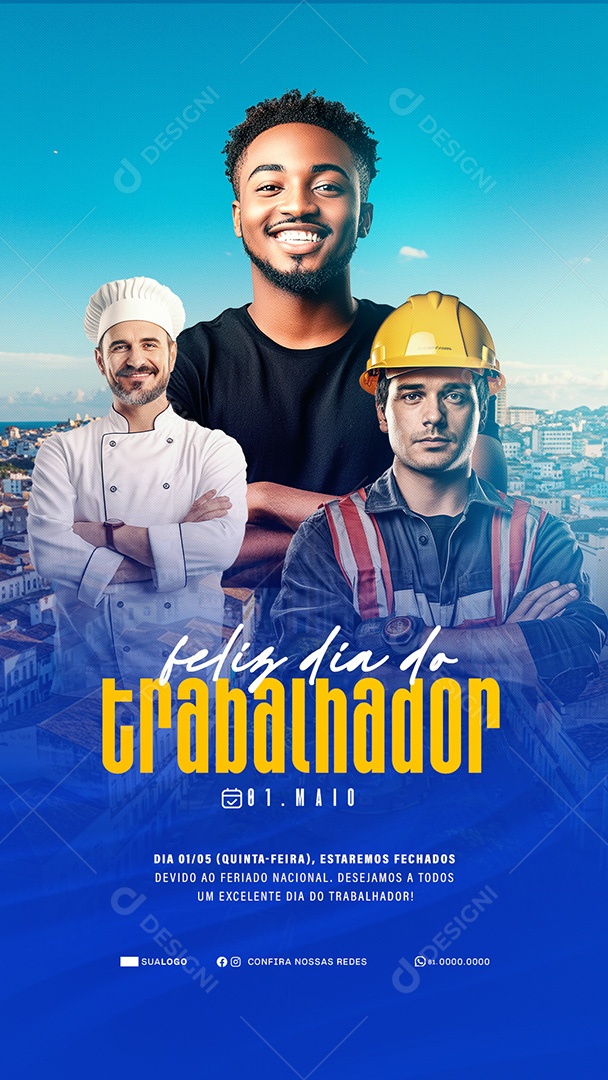 Story Feliz Dia Do Trabalhador 01 de Maio Obrigado Social Media PSD Editável