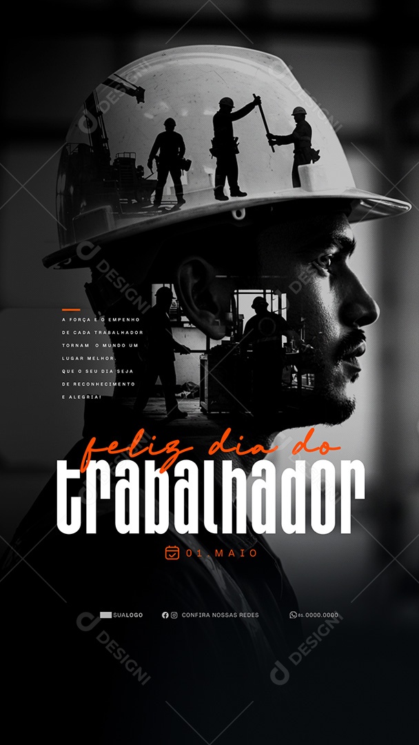 Story Feliz Dia Do Trabalhador 01 de Maio Obrigado Social Media PSD Editável