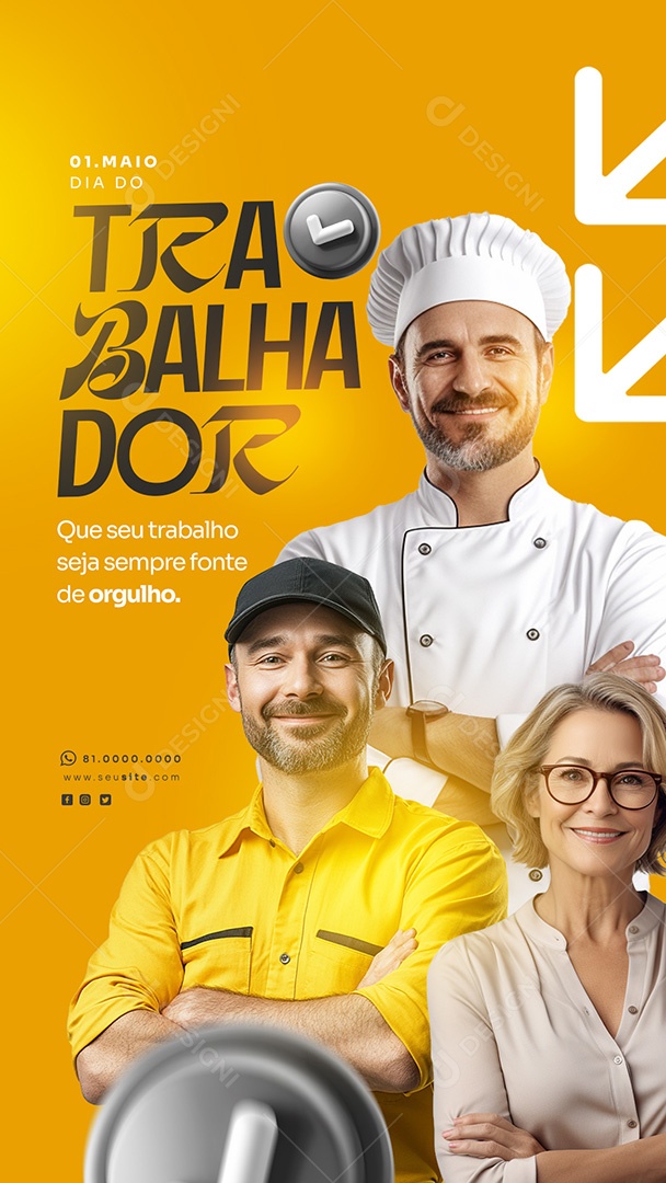 Story Feliz Dia Do Trabalhador 01 de Maio Obrigado Social Media PSD Editável