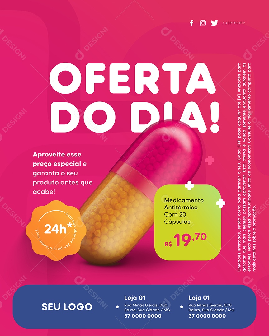 Farmácia Oferta do Dia Social Media PSD Editável