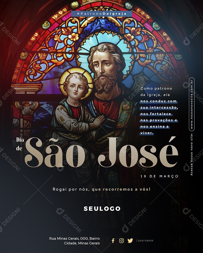 Dia de São José 19 de Março Social Media PSD Editável