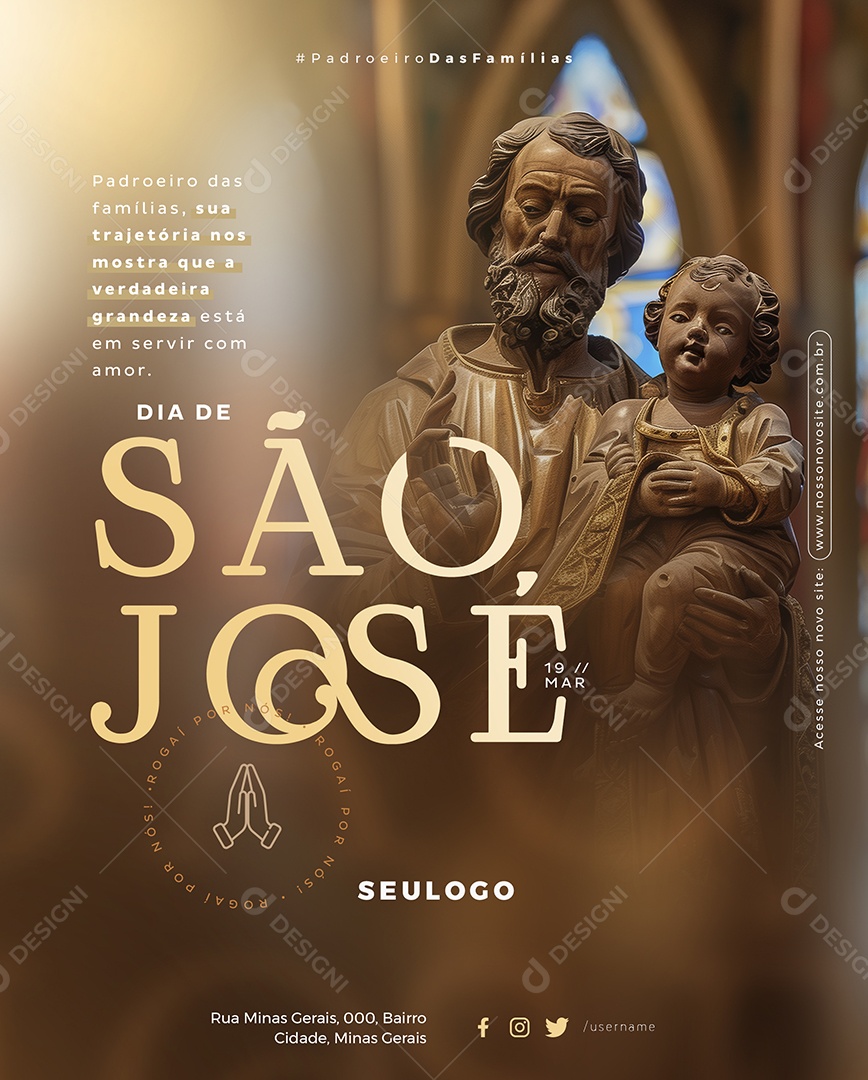 Dia de São José 19 de Março Social Media PSD Editável