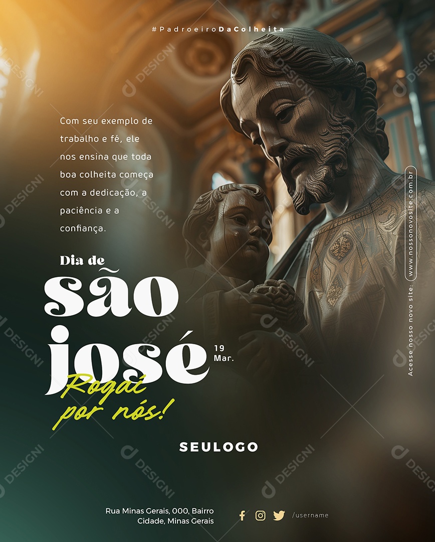 Dia de São José 19 de Março Rogue Por Nós Social Media PSD Editável