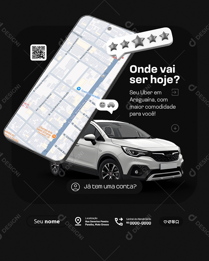Uber Onde Vai Ser Hoje Social Media PSD Editável