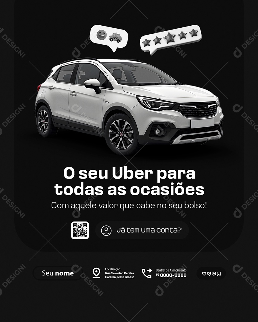 O Seu Uber para Todas as Ocasiões Social Media PSD Editável