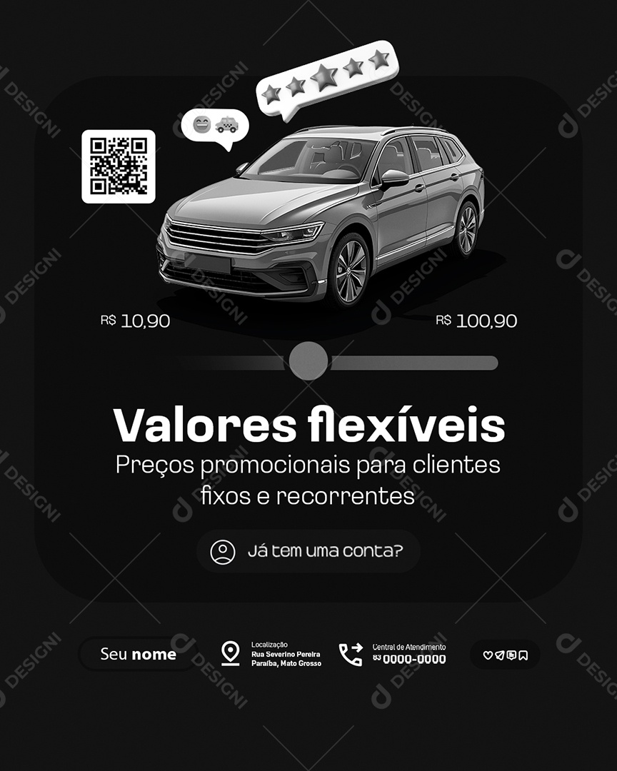 Uber Valores Flexíveis Social Media PSD Editável