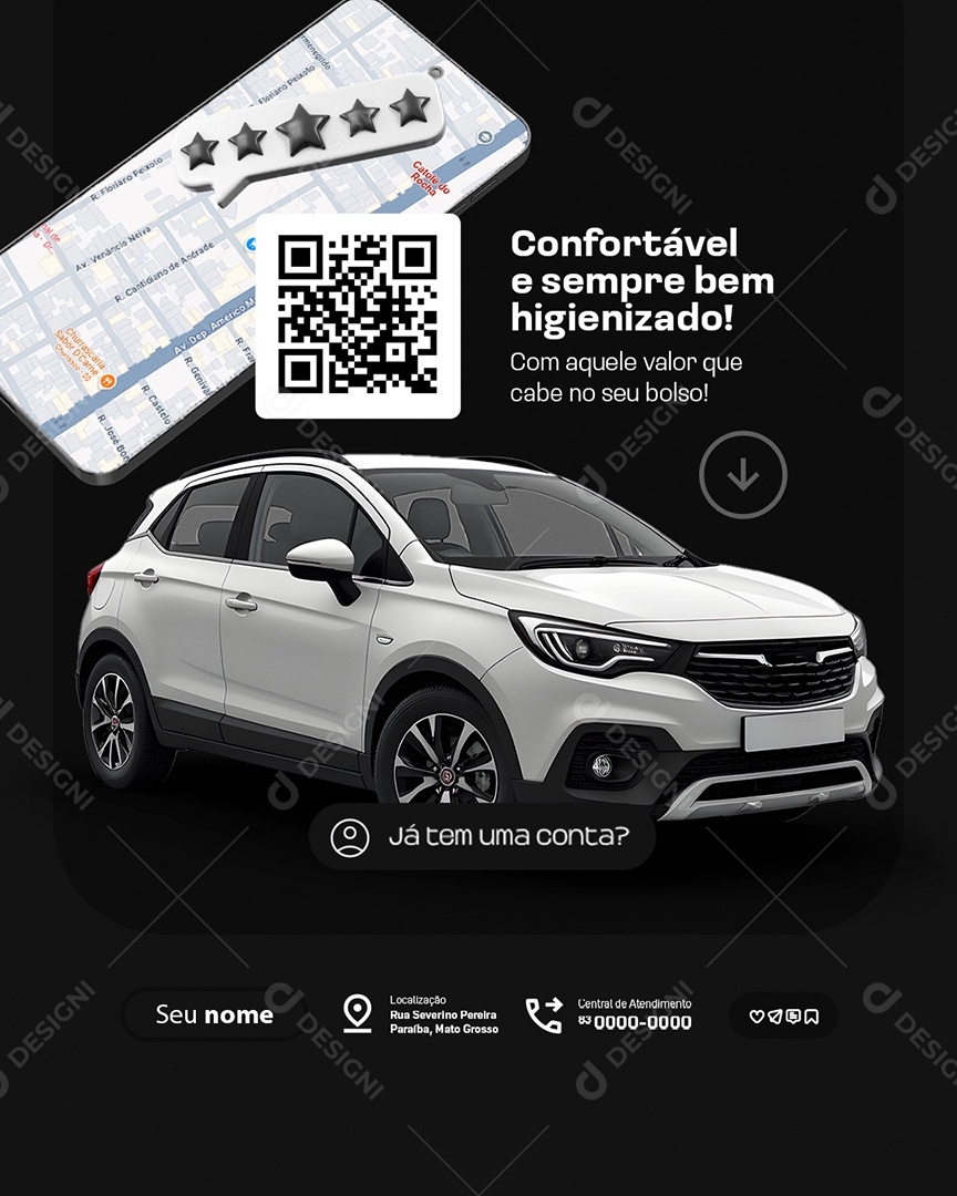 Uber Confortável e Sempre Bem Higienizado Social Media PSD Editável