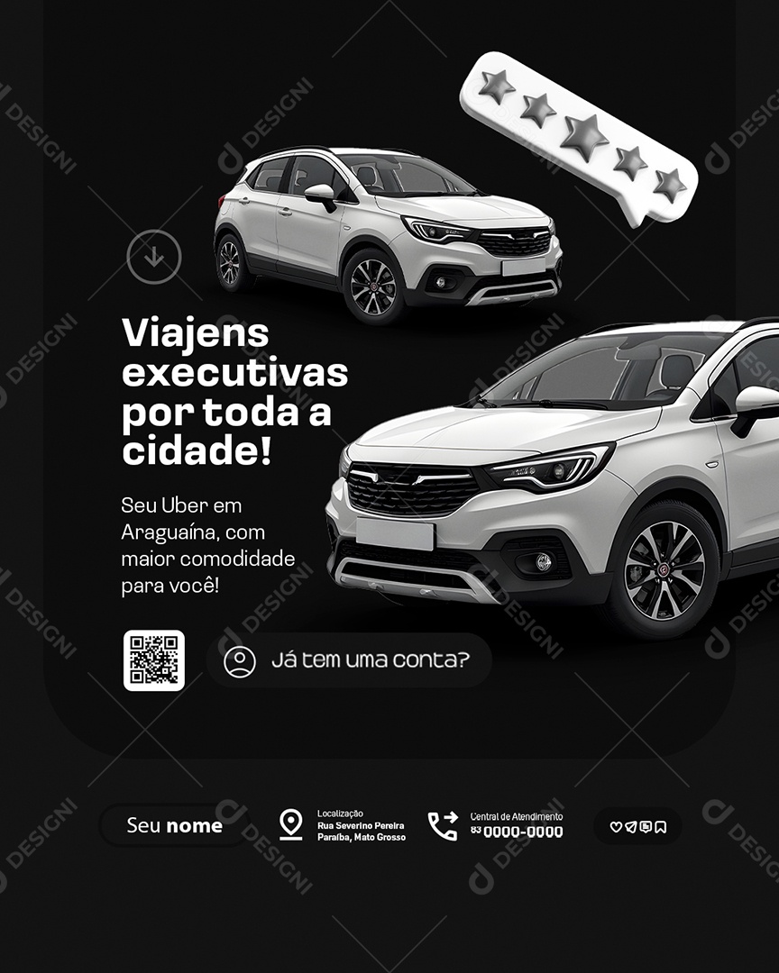 Uber Viajens Executivas por Toda a Cidade Social Media PSD Editável