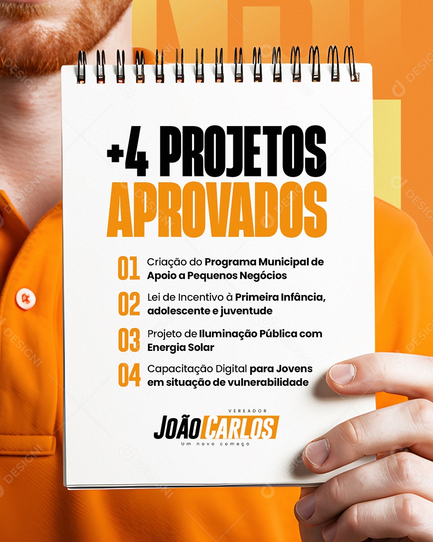 Vereador Quatro Projetos Aprovados Social Media PSD Editável