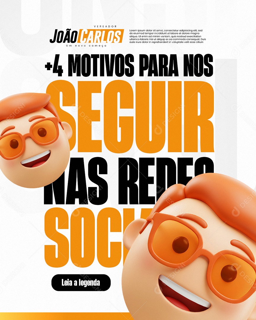 Vereador Quatro Motivos para Nos Seguir nas Redes Sociais Social Media PSD Editável