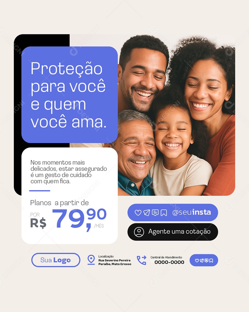 Seguradora Proteção para Você e Quem Você Ama Social Media PSD Editável