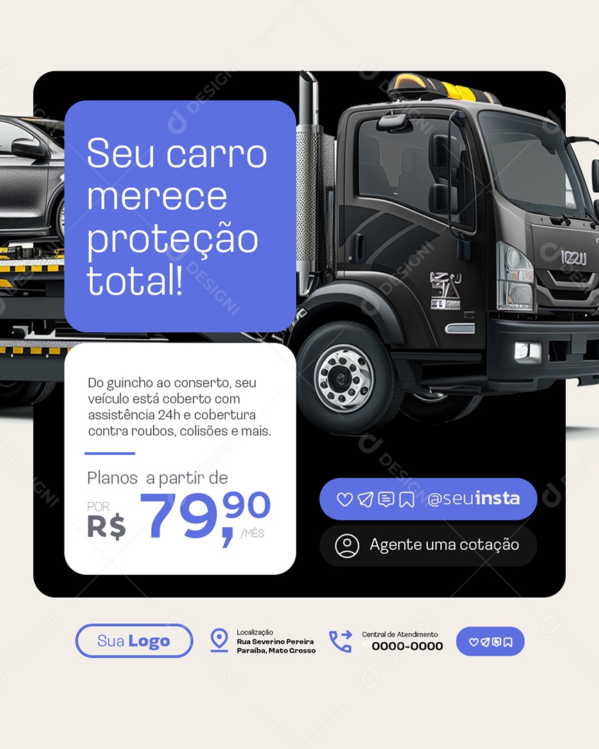 Seguradora Seu Carro Merece Proteção Total Social Media PSD Editável