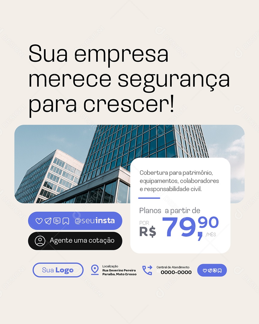 Seguradora Sua Empresa Merece Segurança Social Media PSD Editável