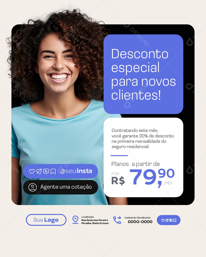 Seguradora Desconto Especial para Novos Clientes Social Media PSD Editável