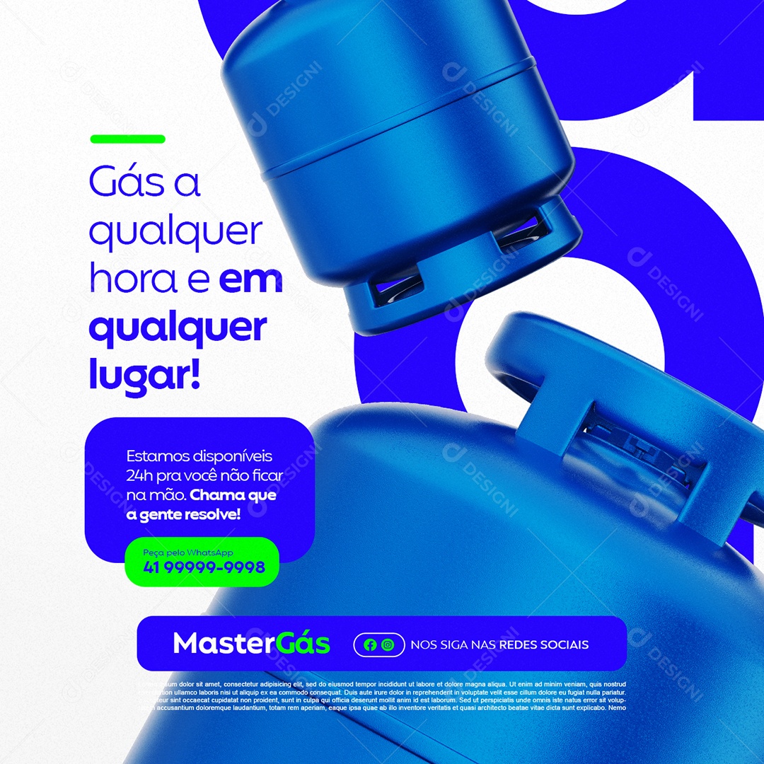 Gás a Qualquer Hora e Em Qualquer Lugar Social Media PSD Editável