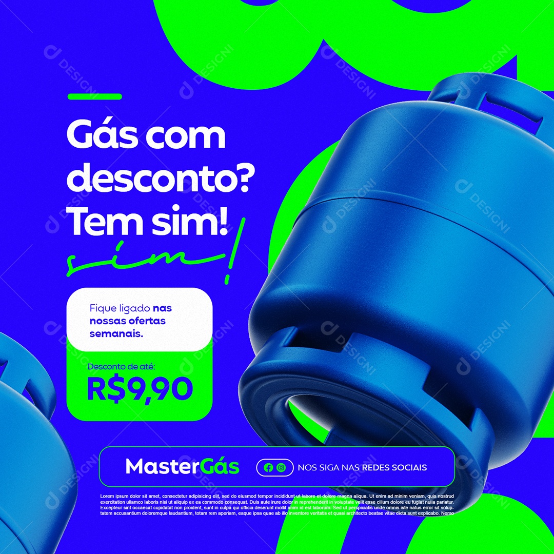 Gás com Desconto Tem Sim Social Media PSD Editável